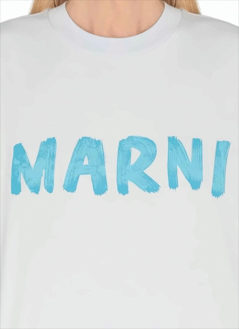 Marni Boxy-Fit White T-Shirt With Vibrant Hand-Painted Graphic
