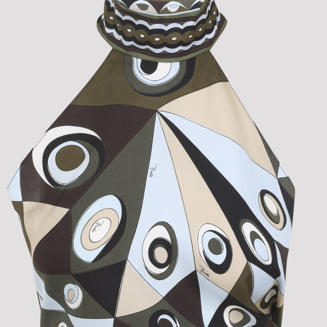 Pucci Geometric Abstract Silk Top With High Neck