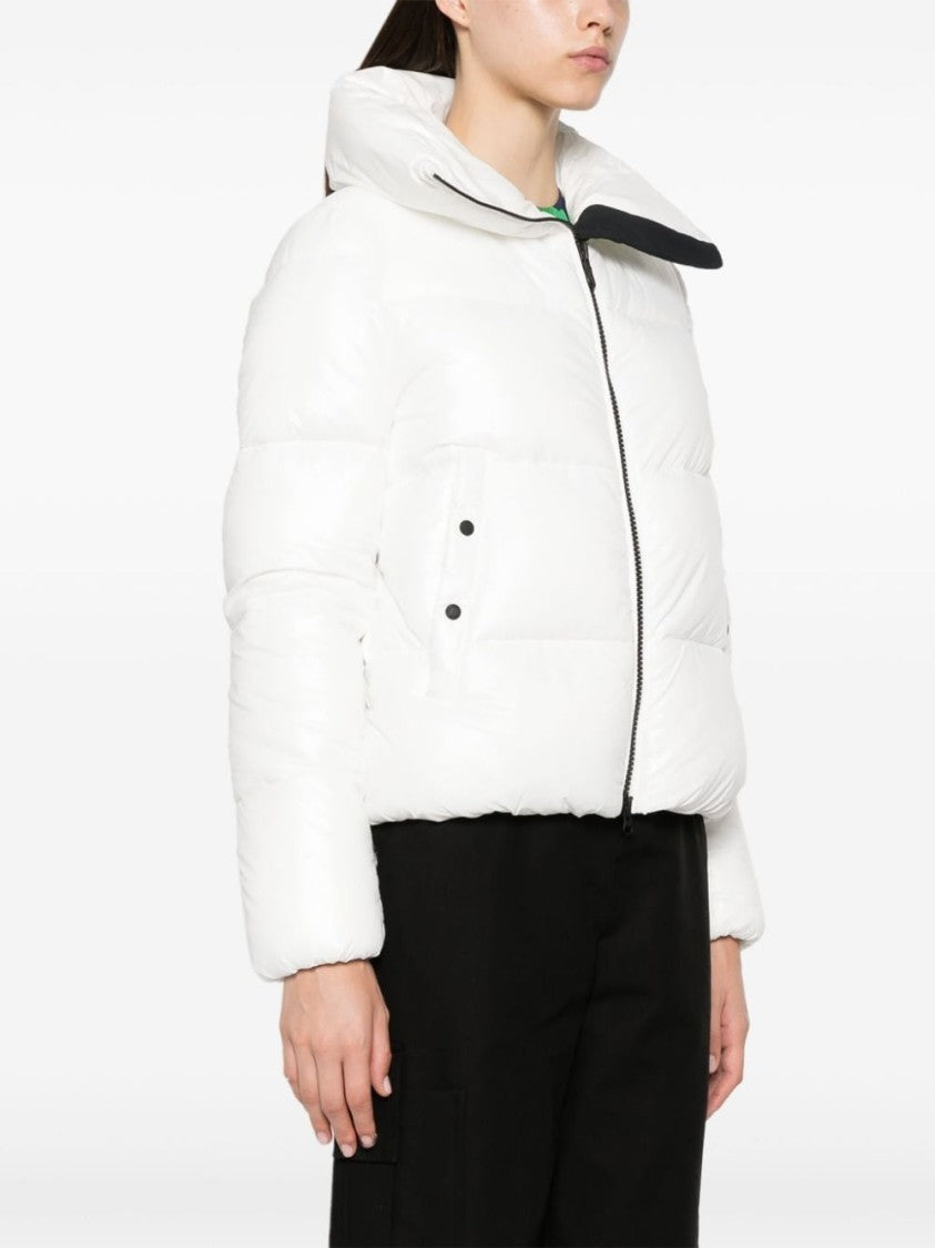 Save The Duck White Short Quilted Puffer Jacket