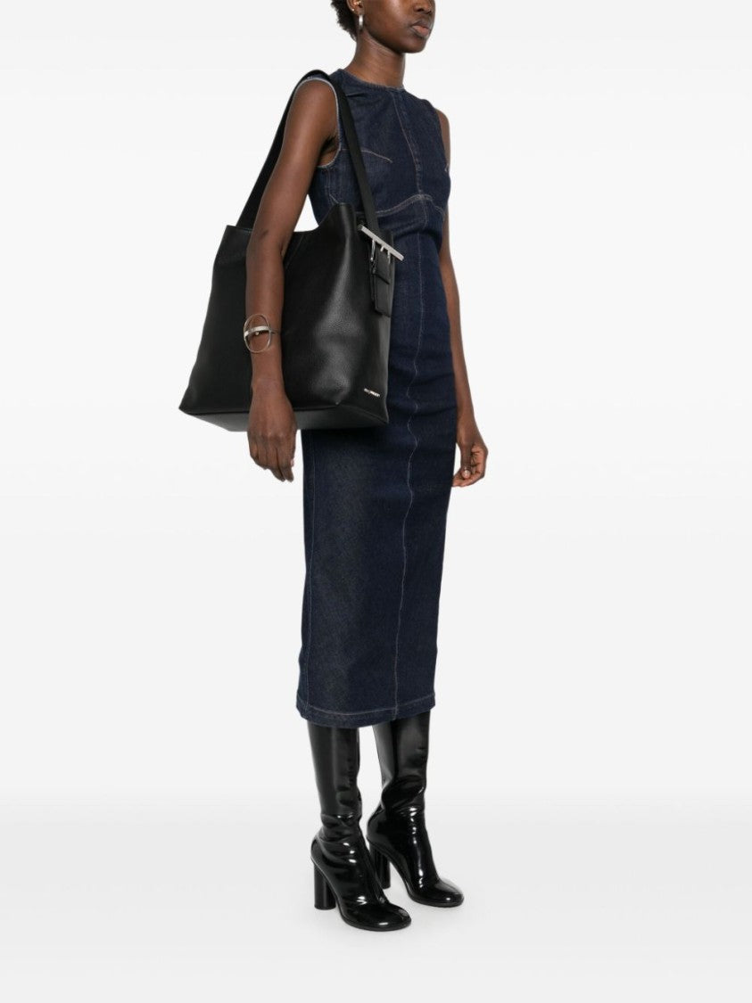 Alexander Mcqueen Black Shoulder Bag In Soft Textured Calf Leather