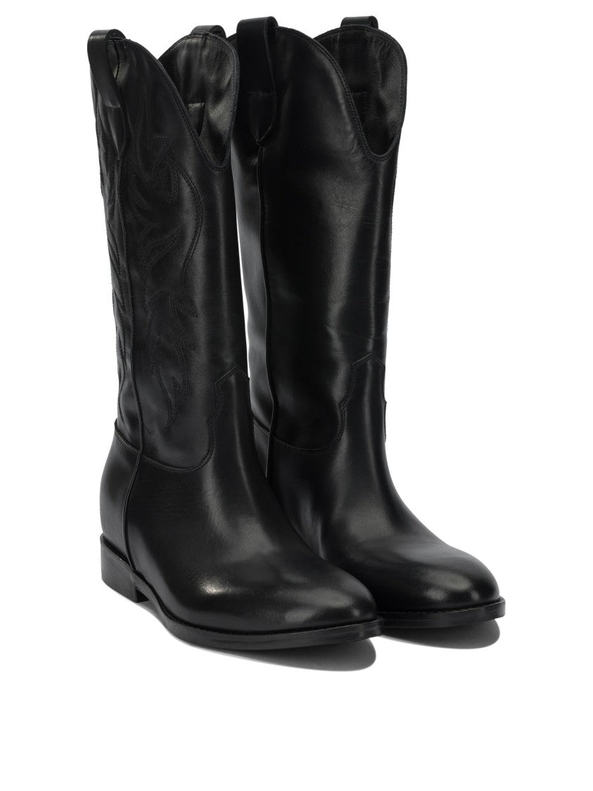 Strategia Mid-Calf Leather Ankle Boots With Pointed Toe