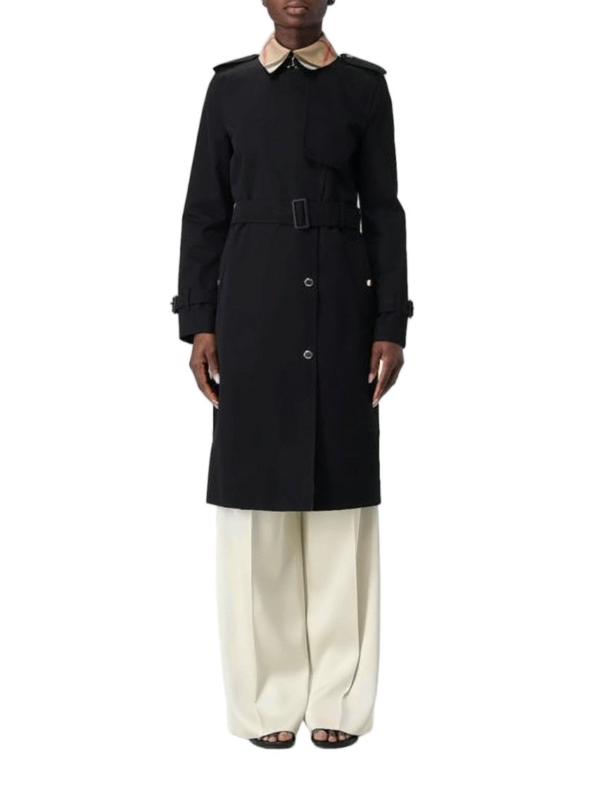 Burberry Belted Waist Trench Coat With Structured Collar