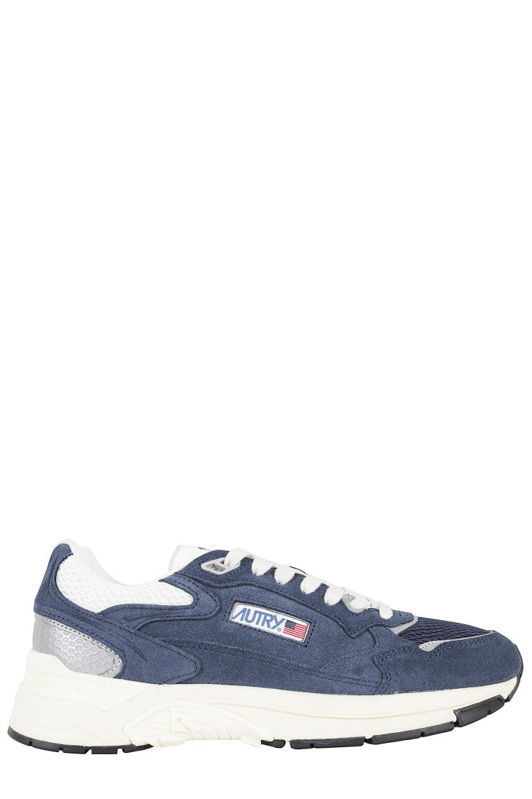 Autry Silver Blue Hyperway Low Suede Mesh Leather Sneakers