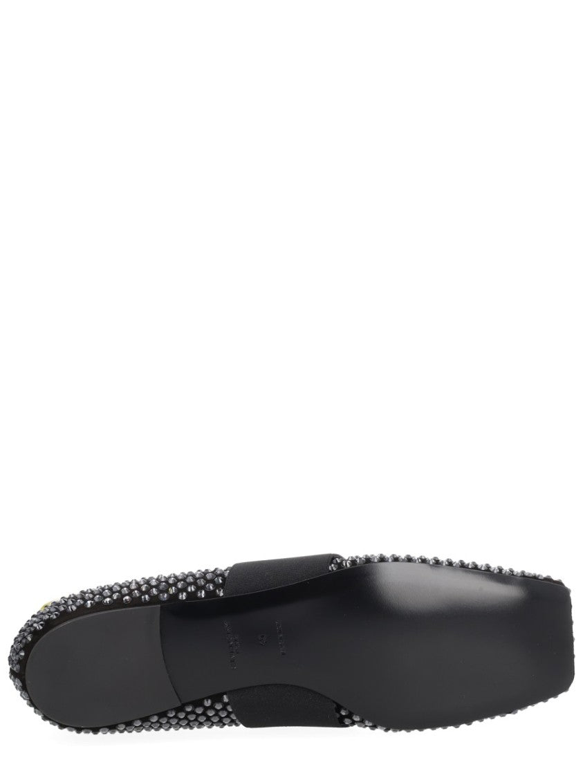Givenchy Black Sliced Square Calf Leather Flats