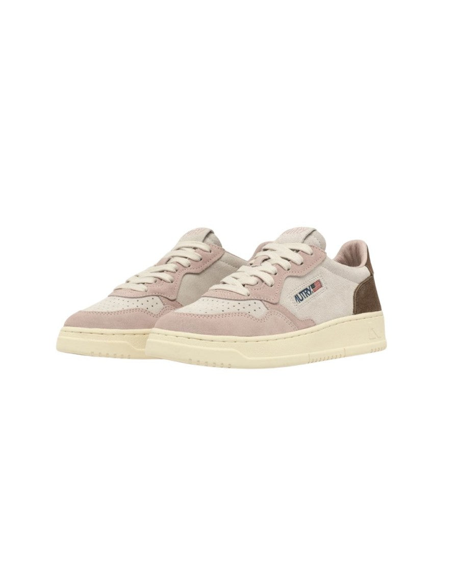 Autry Suede Low-Top Sneakers With Tricolor Design And Cushioned Collar