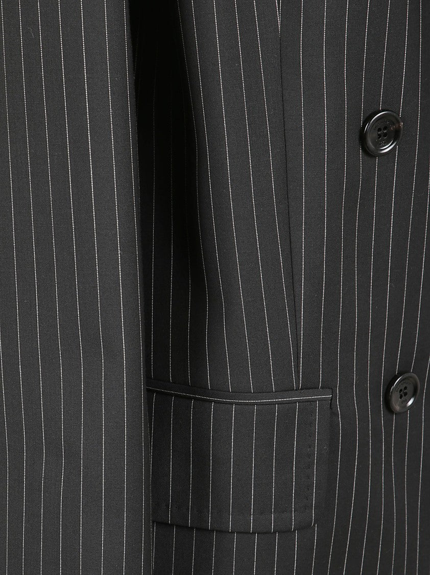 Max Mara Double-Breasted Virgin Wool Jacket With Pinstripes