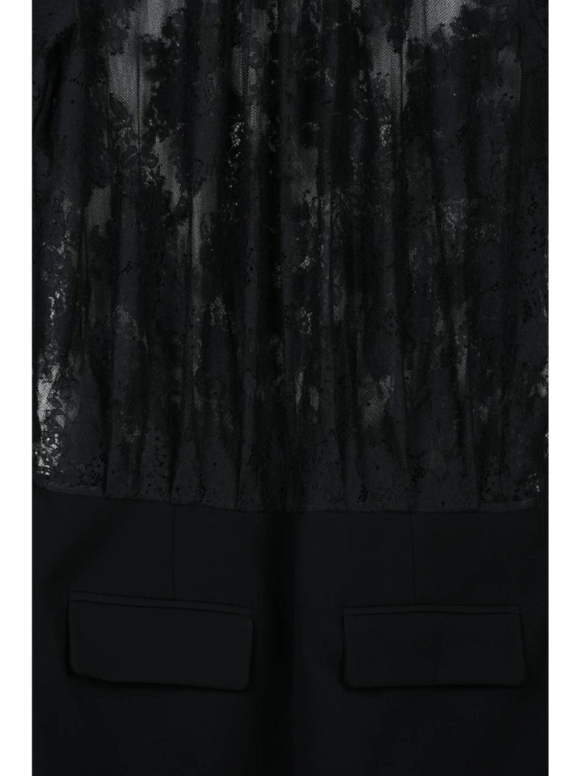 Semi Couture Mini Dress With Refined Lace Detail And Fitted Silhouette