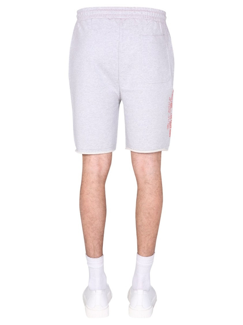 Helmut Lang Cotton Fleece Bermuda Shorts With Adjustable Waist