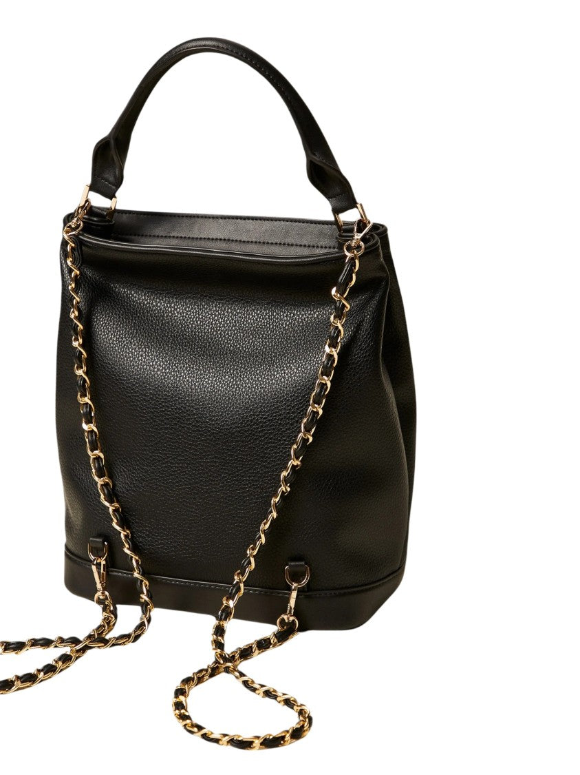 Twin-Set Textured Polyurethane Structured Shoulder Bag With Chain Strap
