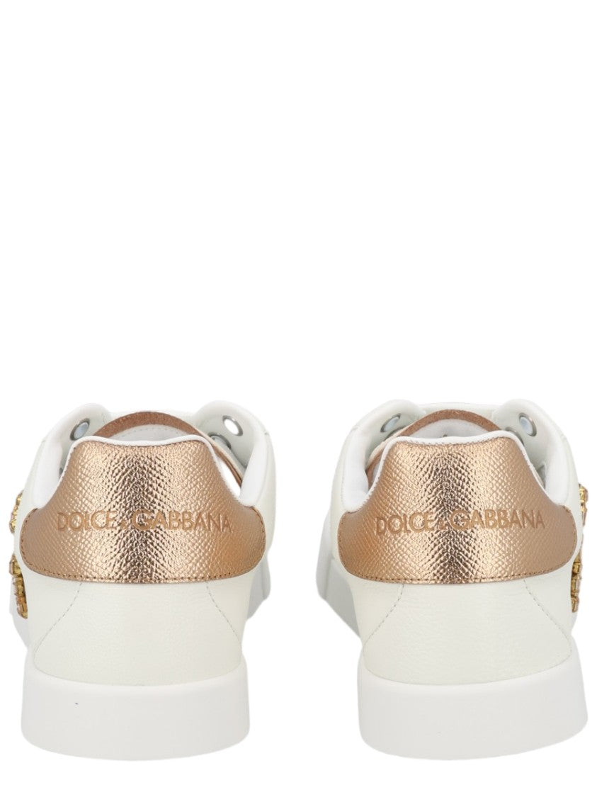 Dolce & Gabbana Low-Top Embossed Branding Leather Sneakers