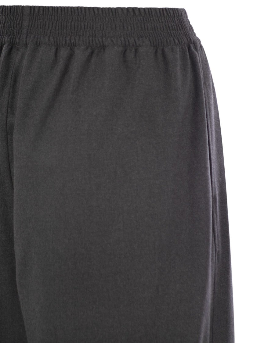 Fabiana Filippi Fluid Wide Flannel Trousers With Elastic Waistband