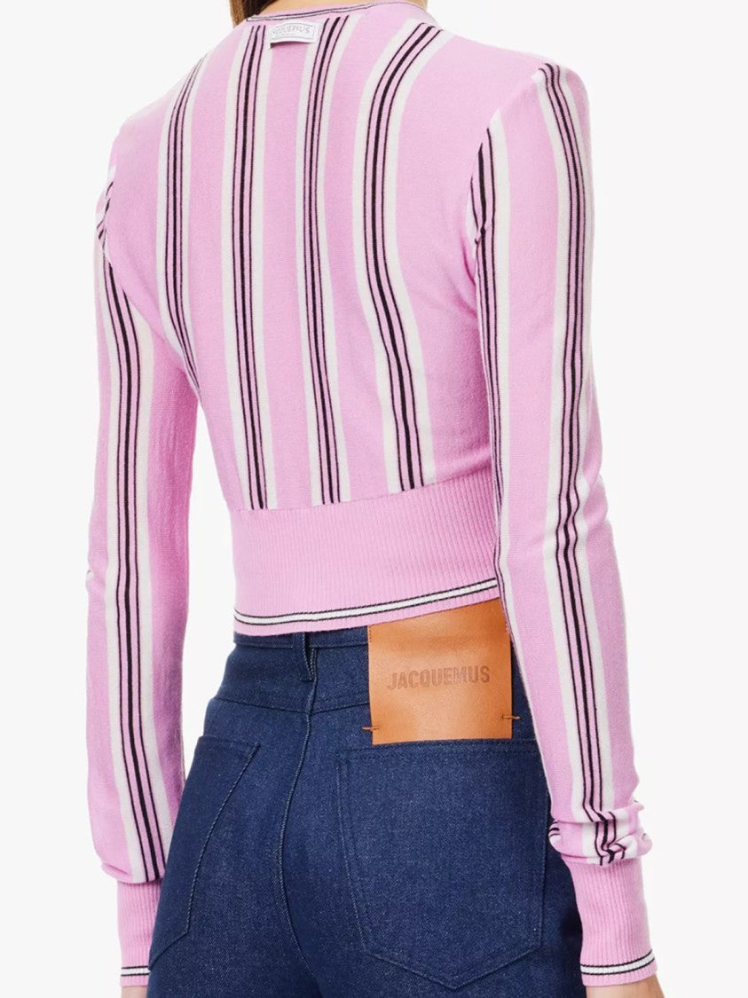 Jacquemus Cropped Vertical Stripe Cardigan With Button-Down Front