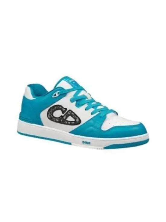 Christian Dior Turquoise And White Calf Leather Low-Top Sneakers