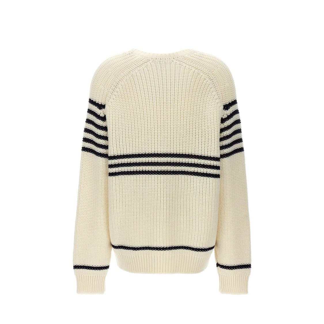 Loewe Wool Blend Striped Sweater With Crew Neck And Embroidered Detailing