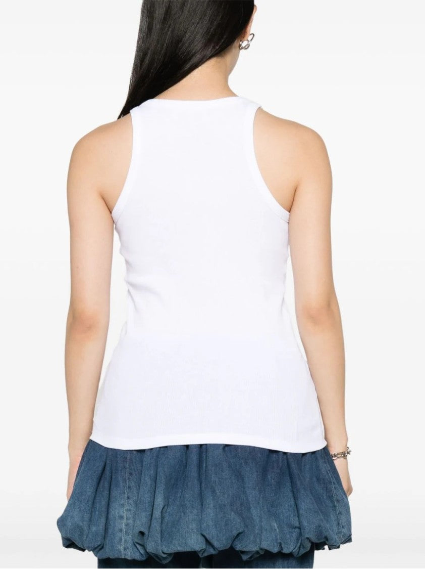 The Attico Ribbed White Tank Top