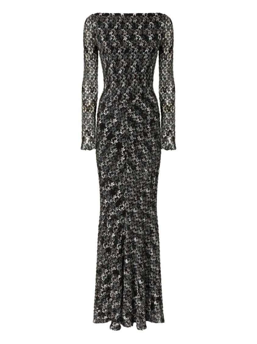 Missoni Textured Black Midi Dress With Fitted Silhouette