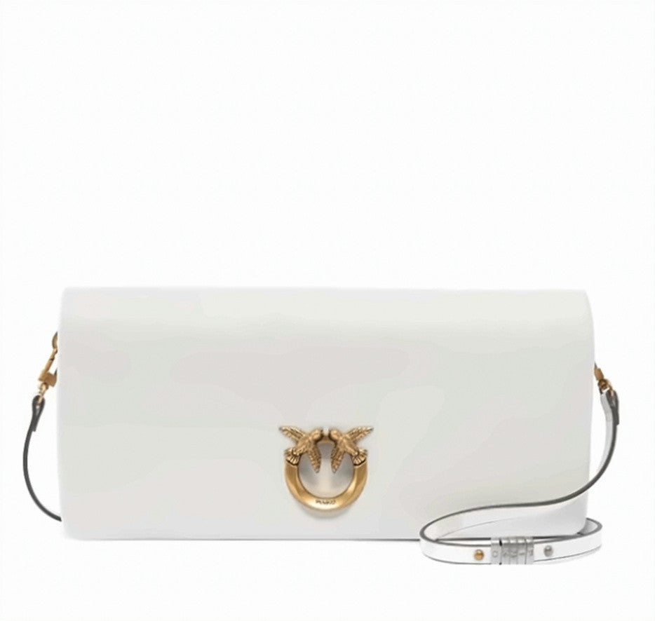 Pinko White Smooth Bird Clasp Shoulder Bag