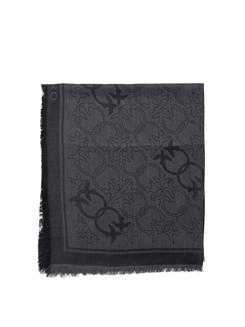 Pinko Dark Grey Scarf With Intricate Pattern