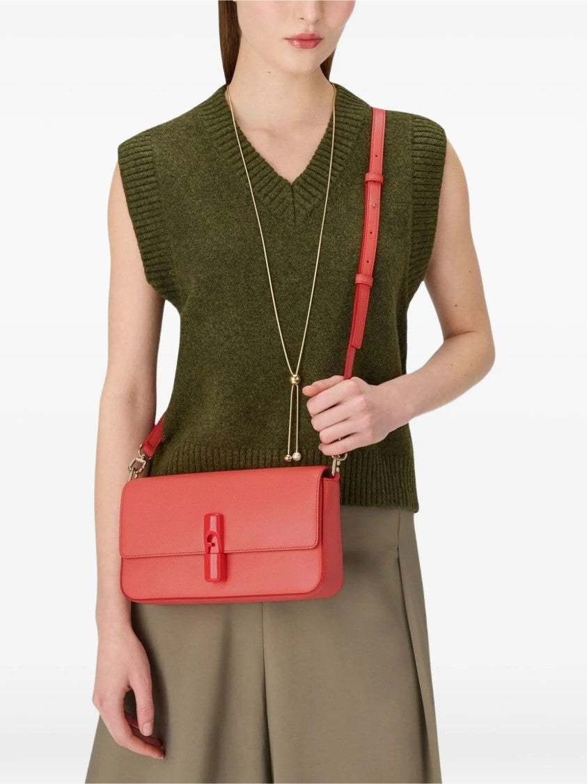 Furla Iride S Rectangular Orange Leather Shoulder Bag
