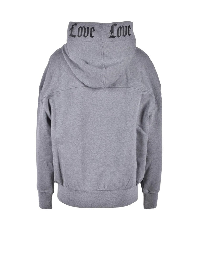 Love Moschino Grey Cotton Spandex Blend Crewneck Sweatshirt