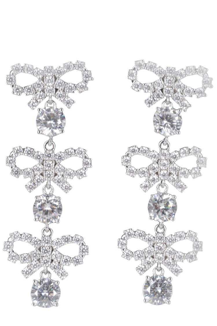 Self-Portrait Micro Bow Crystal Tiered Earrings
