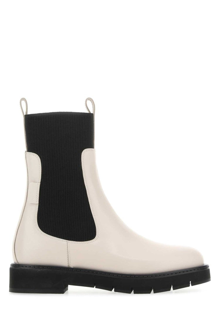 Salvatore Ferragamo Ivory Leather Rook Ankle Boots
