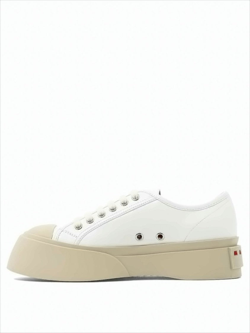 Marni Low-Top White Calf Leather Sneakers With Raised Rubber Sole