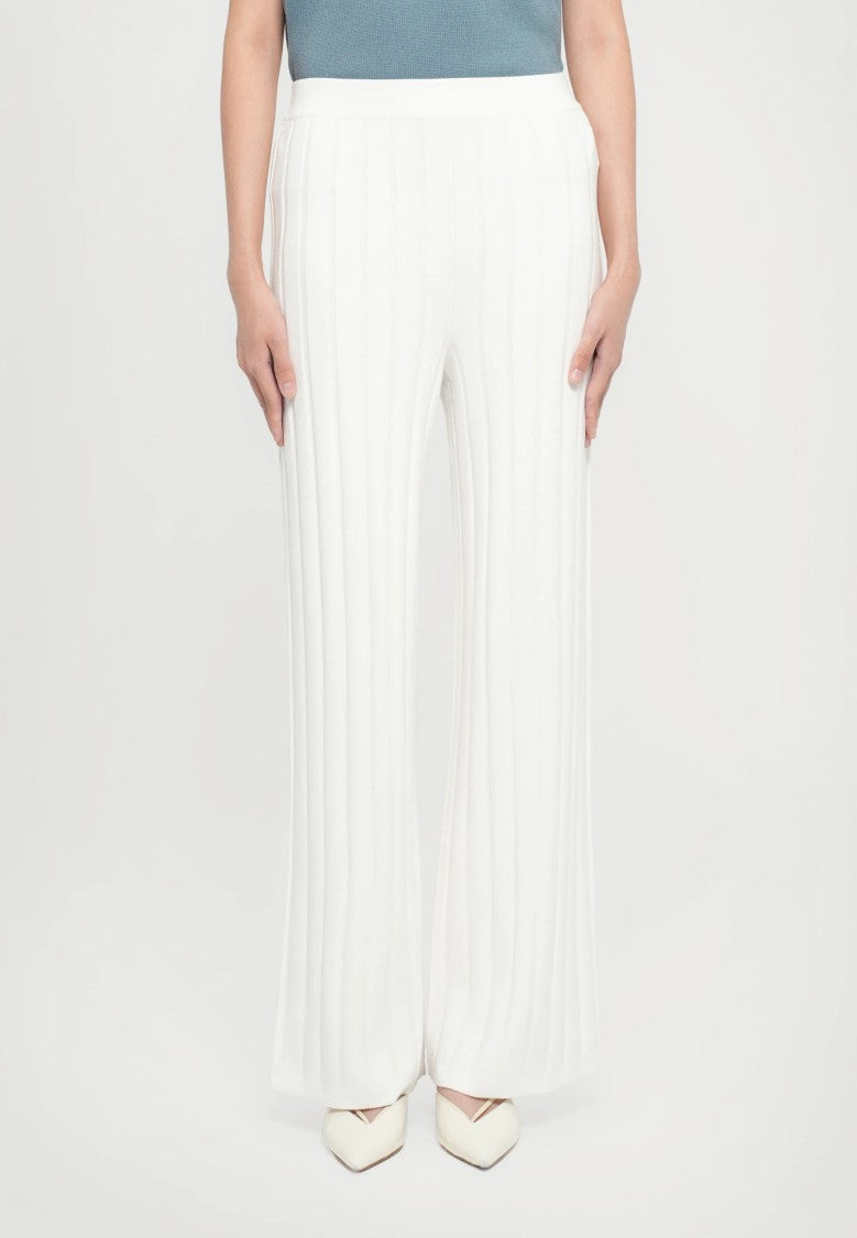 Max Mara Textured White Wide-Leg Pants With High Waist