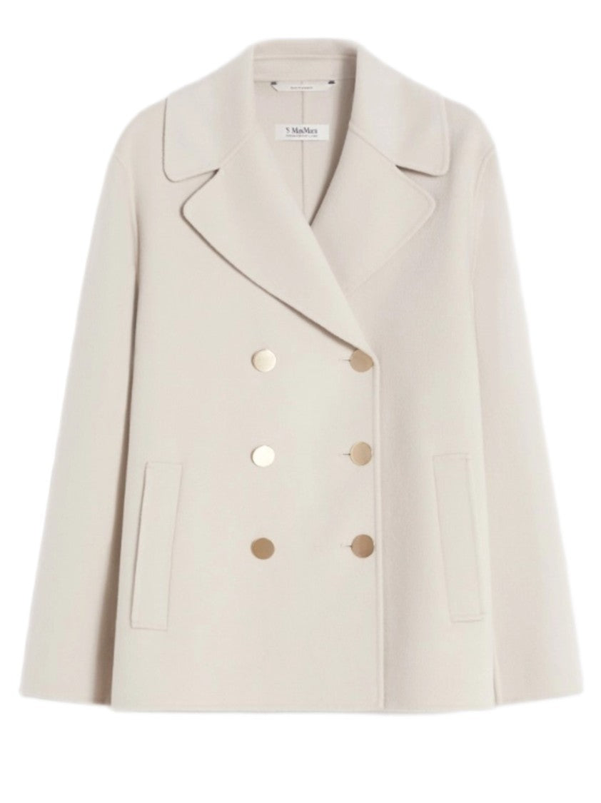 Max Mara Double-Breasted Sand Jacket With Notched Collar