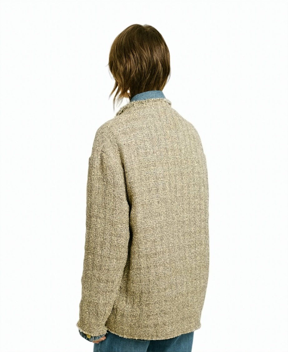 Momonì Fringed Lurex Caban Short Coat
