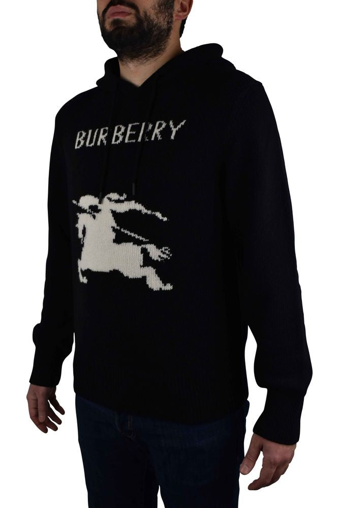 Burberry Black Hoodie With Iconic Equestrian Knight