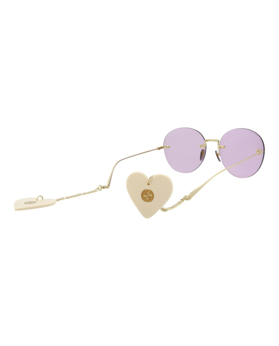 Gucci Round-Frame Gold-Tone Metal Sunglasses With Removable Danglers