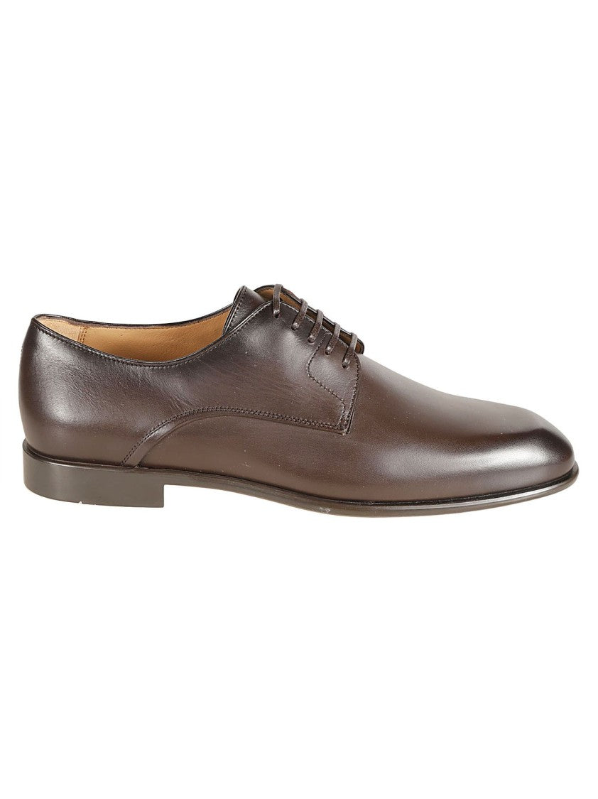 Ferragamo Matte Finish Brown Derby Shoes