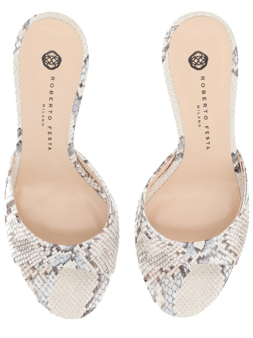 Roberto Festa Décolleté Shoe With Textured Snakeskin Pattern And Slender Heel