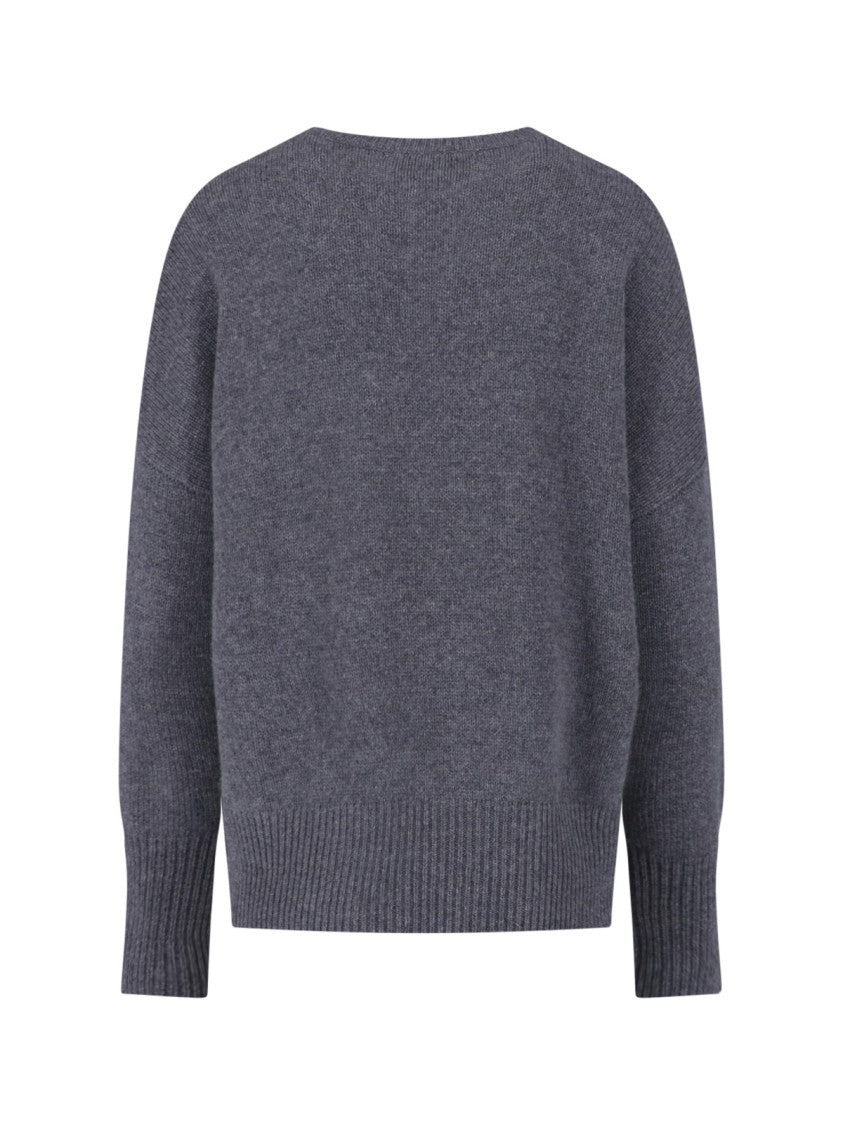 Lisa Yang Grey Relaxed Fit Ribbed Knit Sweater