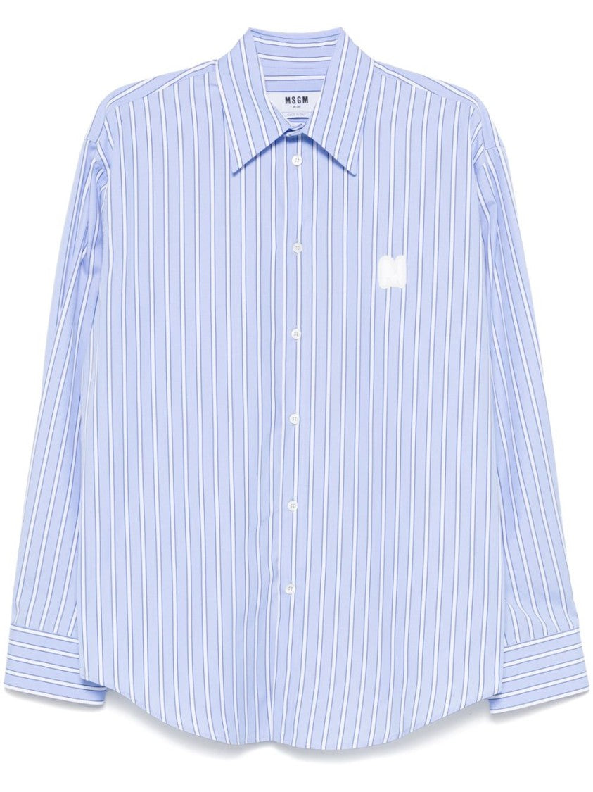 Msgm Cornflower Blue Long-Sleeved Button-Down Shirt