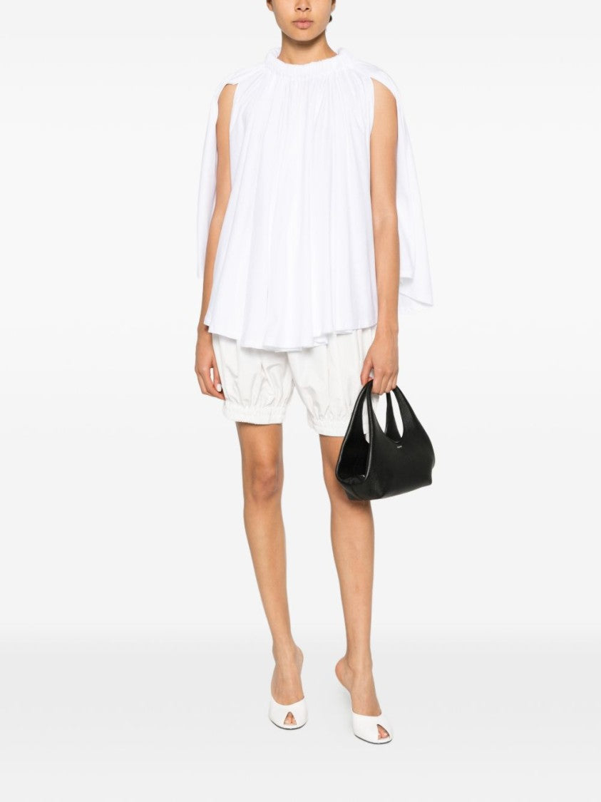 Coperni White Flowing Draped Sleeves Cape Top