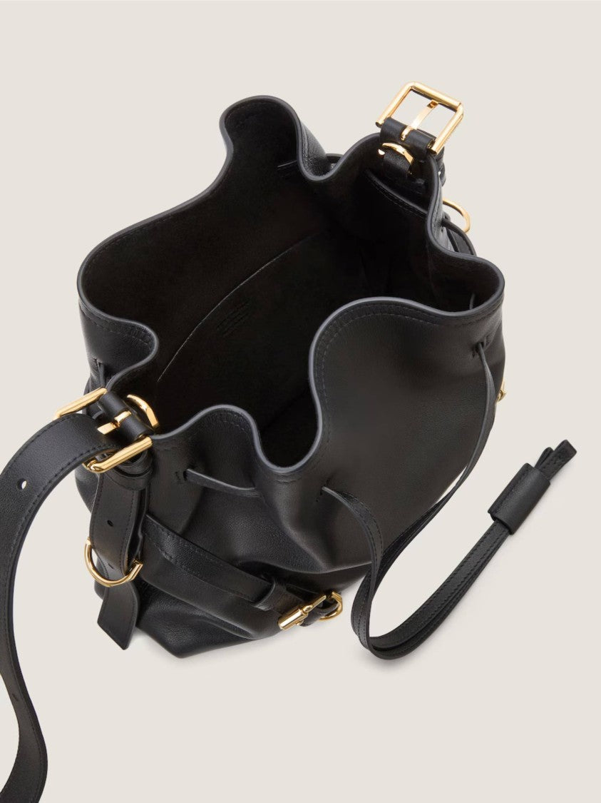 Givenchy Structured Slouchy Black Calf Leather Bucket Bag