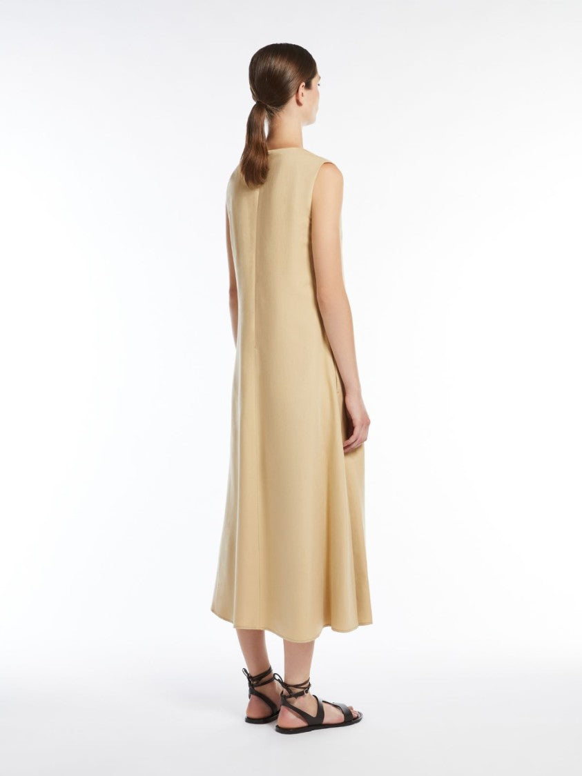 Max Mara Sleeveless Flared Midi Dress With V-Neckline