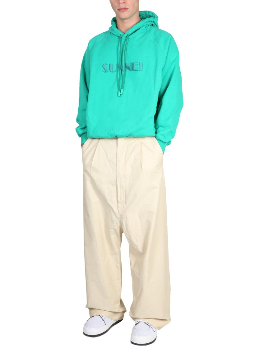 Sunnei Relaxed Fit Drawstring Hooded Sweatshirt