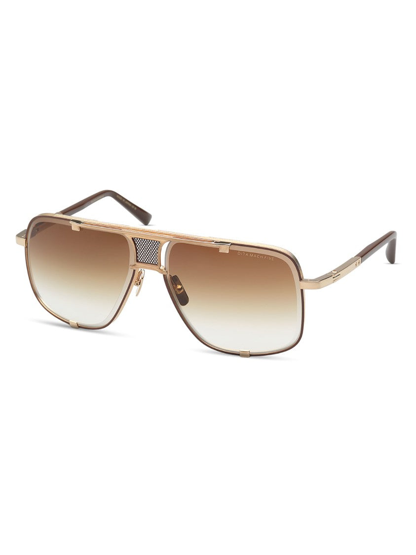 Dita Gold Mach/Fiv Rectangular Metal Sunglasses