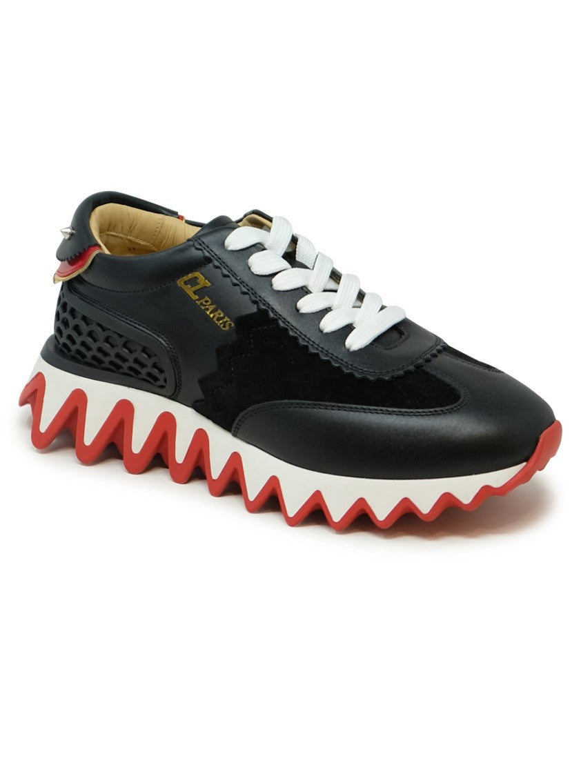 Christian Louboutin Black/Loubi Calf/Vv/Pat Loubishark Donna Flat Sneakers