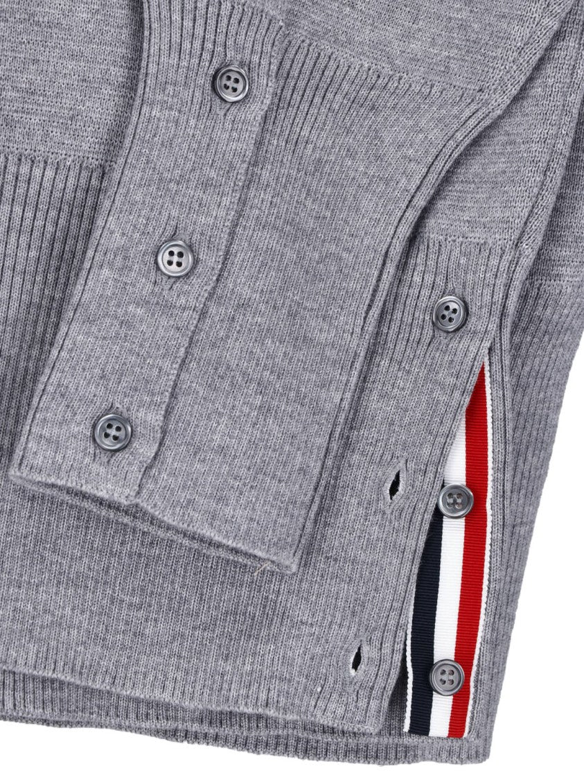 Thom Browne Crew Neck Knit Sweater With Distinctive Stripe Details
