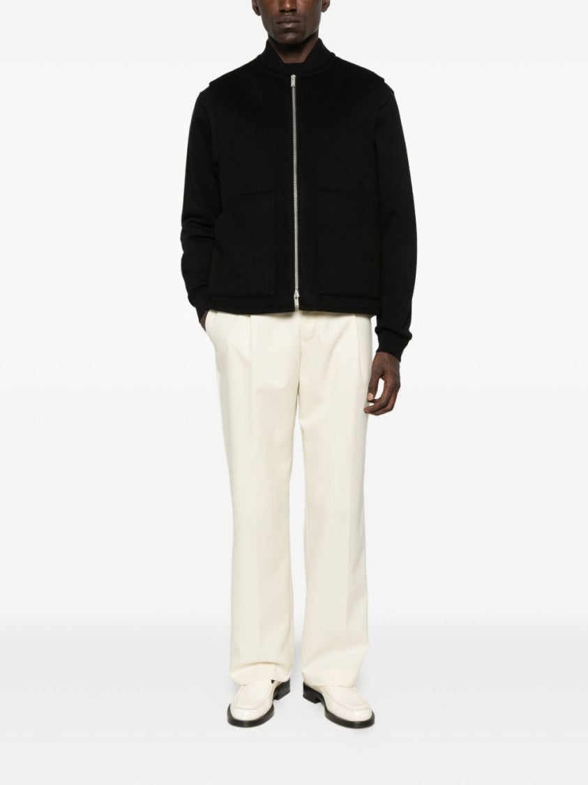 Lardini Sleeveless Black Wool Vest With High Collar