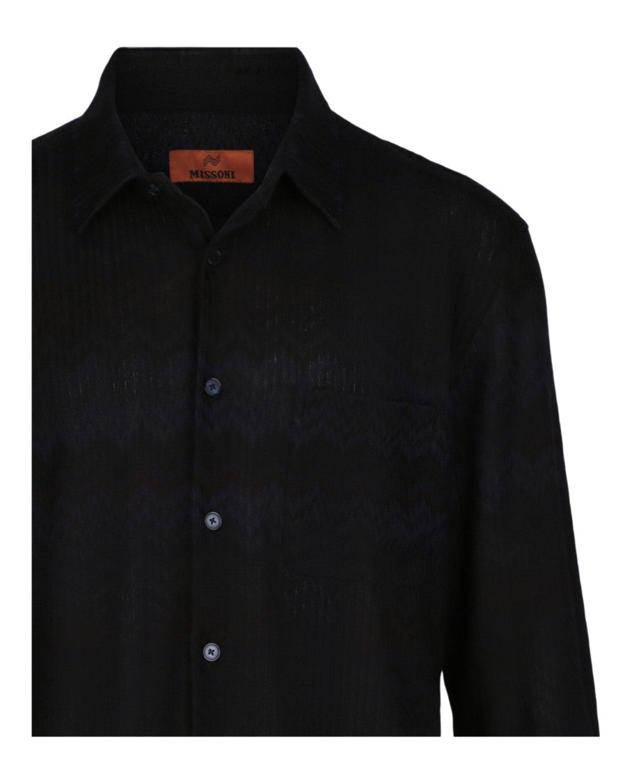 M Missoni Chevron-Pattern Long-Sleeved Shirt