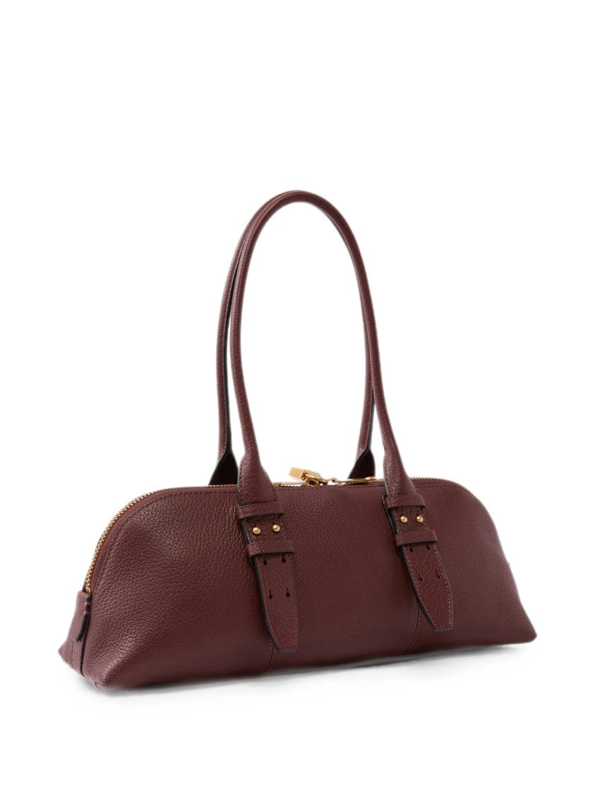 Pinko Horizontal Bowling Bag In Pebbled Leather