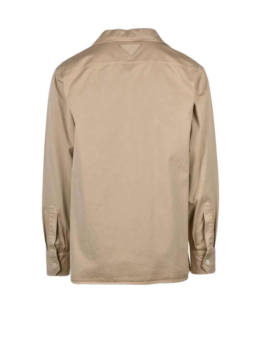 Prada Straight Oversize Cotton Shirt - Khaki