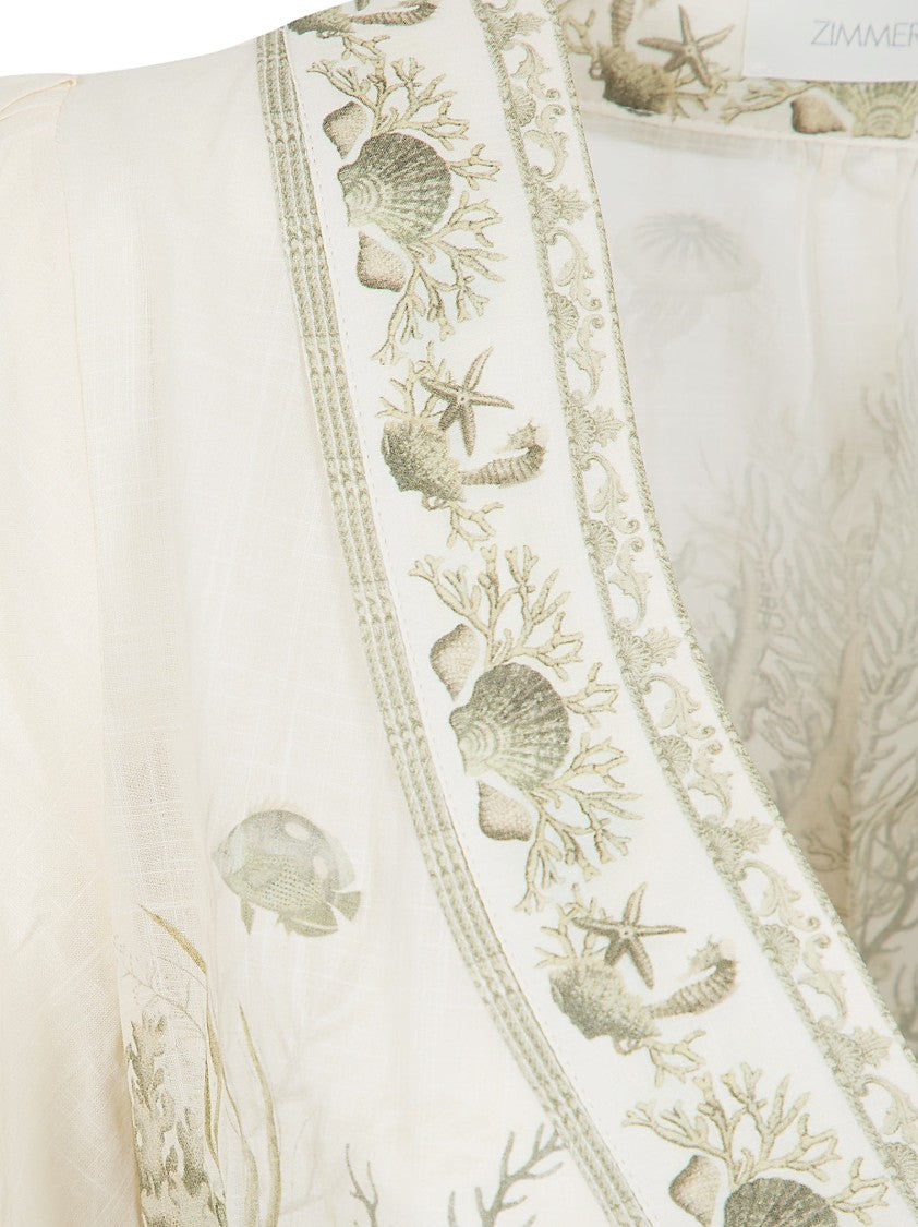 Zimmermann Deep V-Neck Pleated Dress