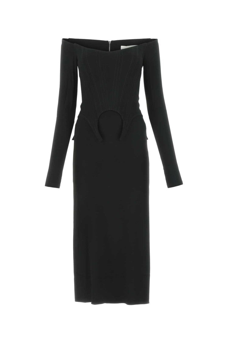 Dion Lee Black Crepe Lady Off-The-Shoulder Dress