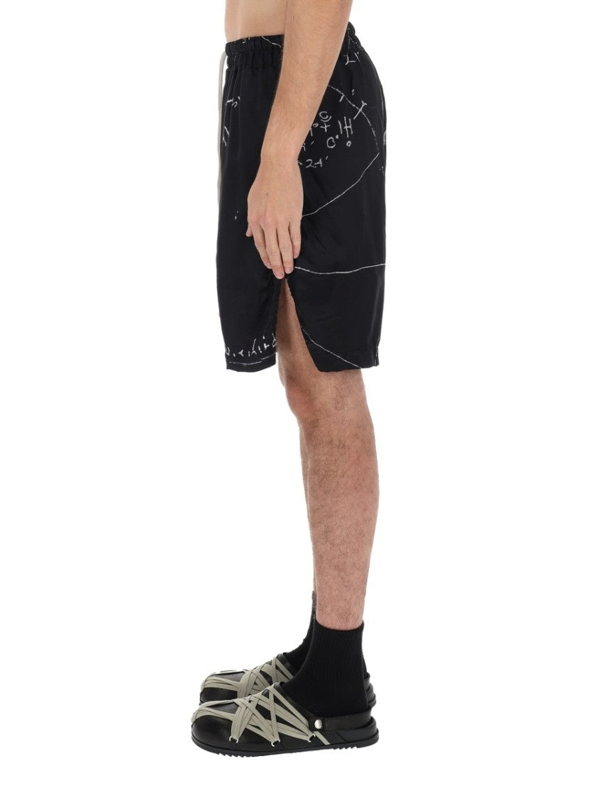 Rick Owens Boxers Viscose-Blend Scribble Print Shorts